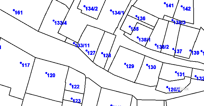 Parcela st. 128 v KÚ Domanín, Katastrální mapa