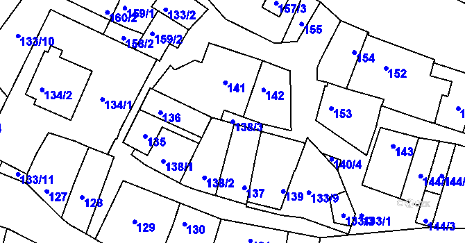 Parcela st. 138/3 v KÚ Domanín, Katastrální mapa