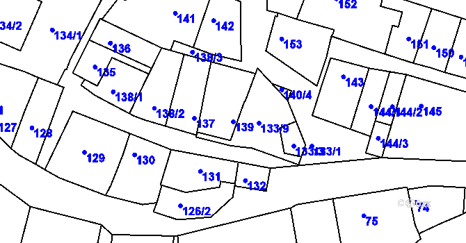 Parcela st. 139 v KÚ Domanín, Katastrální mapa