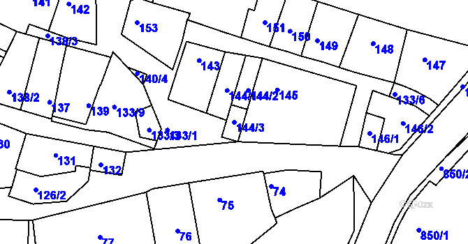 Parcela st. 144/3 v KÚ Domanín, Katastrální mapa