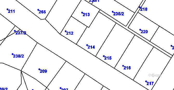 Parcela st. 214 v KÚ Domanín, Katastrální mapa