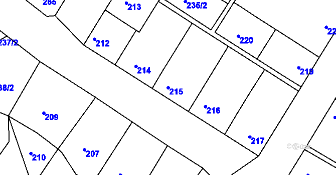 Parcela st. 215 v KÚ Domanín, Katastrální mapa