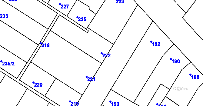 Parcela st. 222 v KÚ Domanín, Katastrální mapa