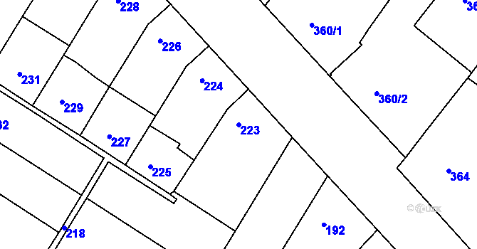 Parcela st. 223 v KÚ Domanín, Katastrální mapa