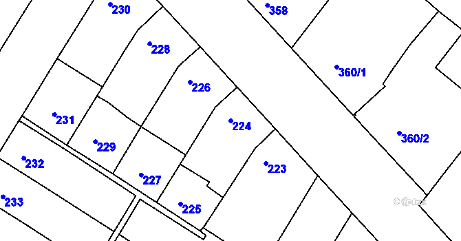 Parcela st. 224 v KÚ Domanín, Katastrální mapa