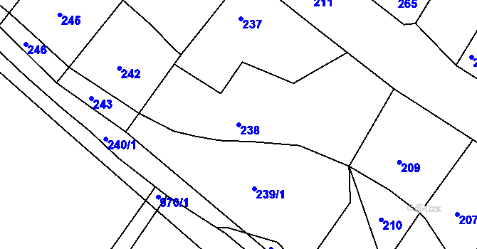 Parcela st. 238 v KÚ Domanín, Katastrální mapa