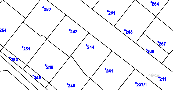 Parcela st. 244 v KÚ Domanín, Katastrální mapa