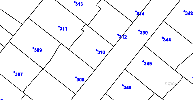 Parcela st. 310 v KÚ Domanín, Katastrální mapa
