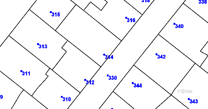 Parcela st. 314 v KÚ Domanín, Katastrální mapa