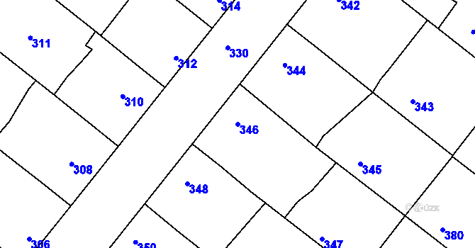 Parcela st. 346 v KÚ Domanín, Katastrální mapa