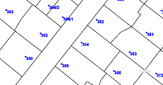 Parcela st. 354 v KÚ Domanín, Katastrální mapa