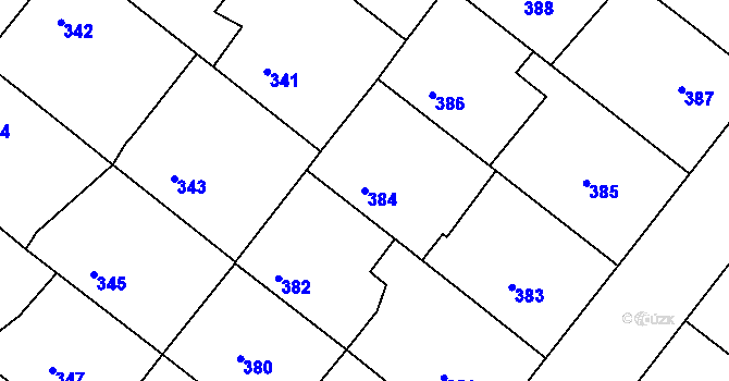 Parcela st. 384 v KÚ Domanín, Katastrální mapa