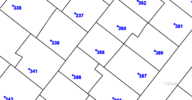 Parcela st. 388 v KÚ Domanín, Katastrální mapa