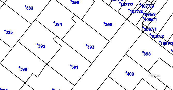 Parcela st. 393 v KÚ Domanín, Katastrální mapa