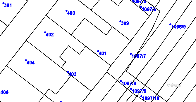 Parcela st. 401 v KÚ Domanín, Katastrální mapa