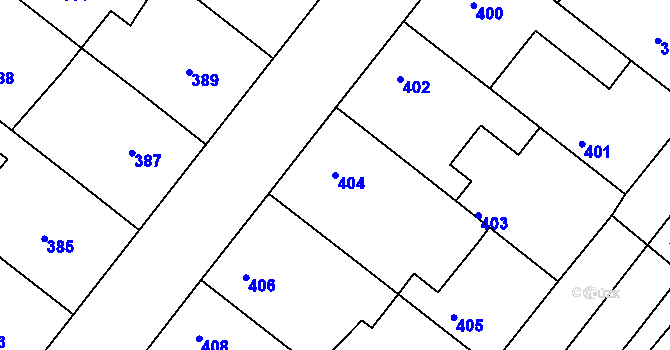 Parcela st. 404 v KÚ Domanín, Katastrální mapa