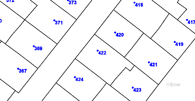 Parcela st. 422 v KÚ Domanín, Katastrální mapa