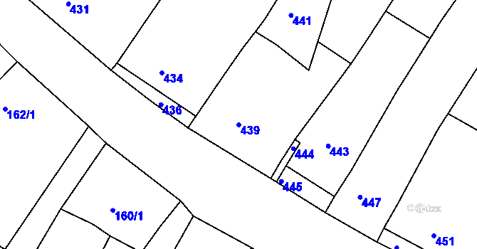 Parcela st. 439 v KÚ Domanín, Katastrální mapa