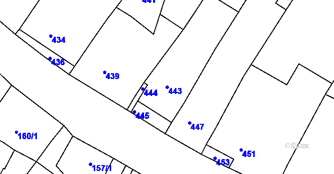 Parcela st. 443 v KÚ Domanín, Katastrální mapa