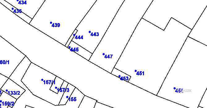 Parcela st. 447 v KÚ Domanín, Katastrální mapa