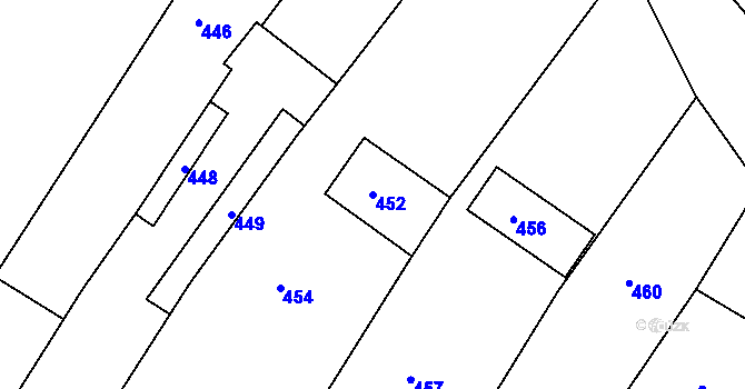 Parcela st. 452 v KÚ Domanín, Katastrální mapa
