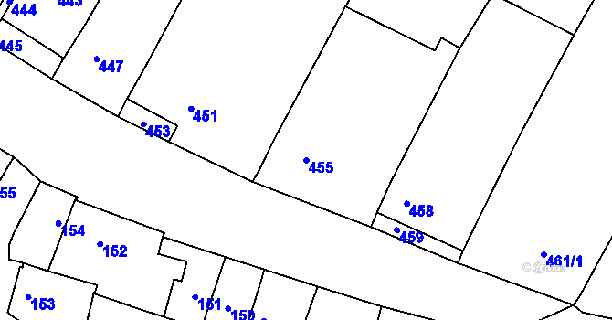 Parcela st. 455 v KÚ Domanín, Katastrální mapa