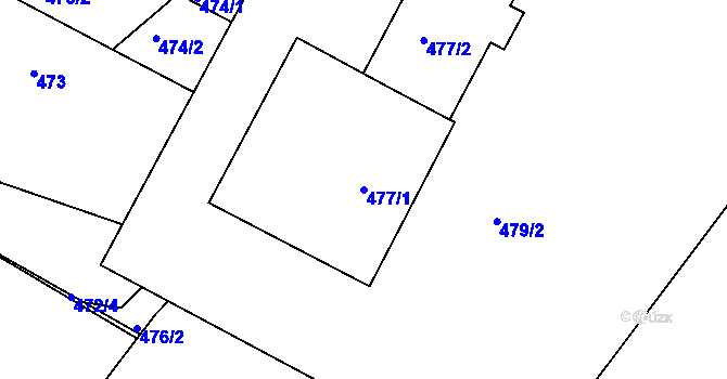 Parcela st. 477/1 v KÚ Domanín, Katastrální mapa