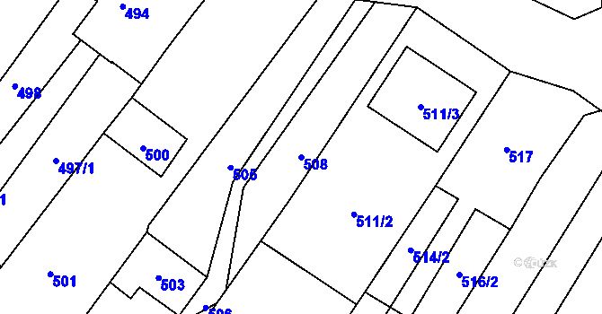 Parcela st. 508 v KÚ Domanín, Katastrální mapa