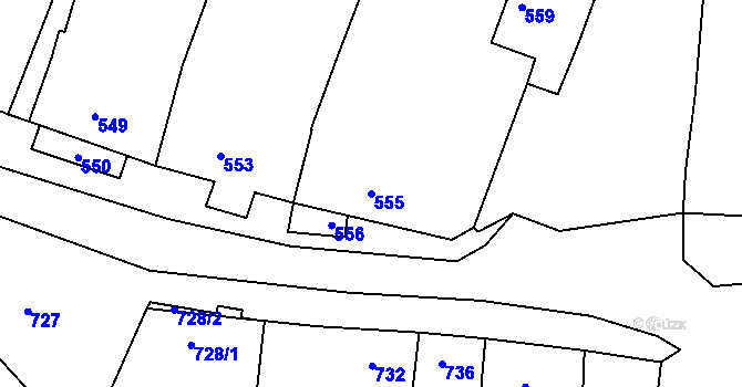 Parcela st. 555 v KÚ Domanín, Katastrální mapa
