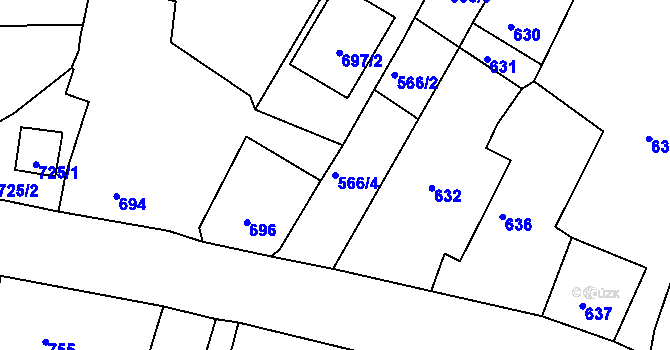 Parcela st. 566/4 v KÚ Domanín, Katastrální mapa