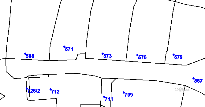 Parcela st. 573 v KÚ Domanín, Katastrální mapa