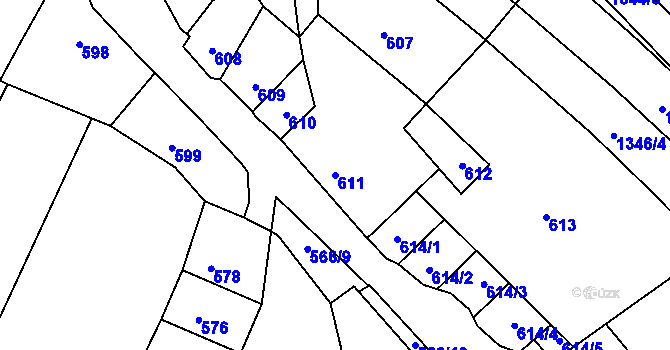 Parcela st. 611 v KÚ Domanín, Katastrální mapa