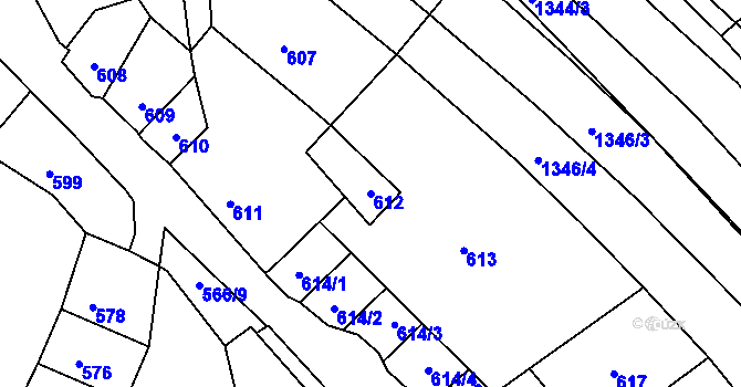 Parcela st. 612 v KÚ Domanín, Katastrální mapa