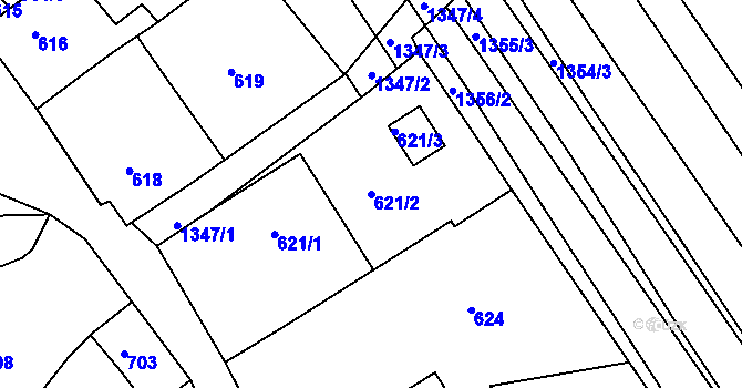 Parcela st. 621/2 v KÚ Domanín, Katastrální mapa