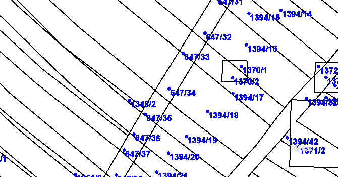Parcela st. 647/34 v KÚ Domanín, Katastrální mapa