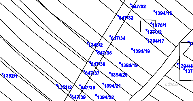 Parcela st. 647/35 v KÚ Domanín, Katastrální mapa