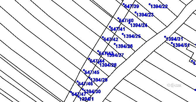 Parcela st. 647/43 v KÚ Domanín, Katastrální mapa