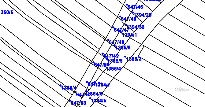 Parcela st. 647/49 v KÚ Domanín, Katastrální mapa