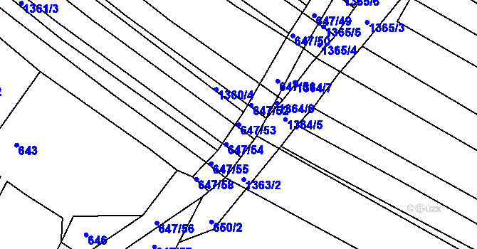 Parcela st. 647/53 v KÚ Domanín, Katastrální mapa