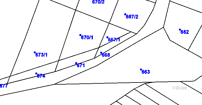 Parcela st. 668 v KÚ Domanín, Katastrální mapa