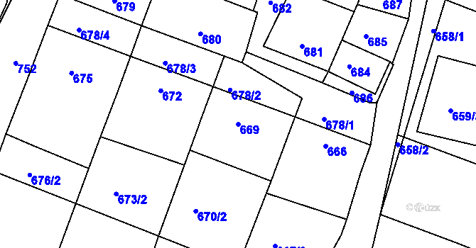 Parcela st. 669 v KÚ Domanín, Katastrální mapa