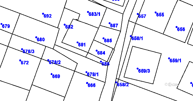 Parcela st. 684 v KÚ Domanín, Katastrální mapa