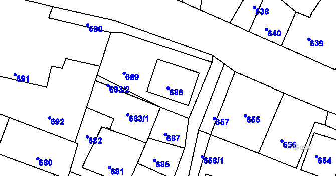 Parcela st. 688 v KÚ Domanín, Katastrální mapa