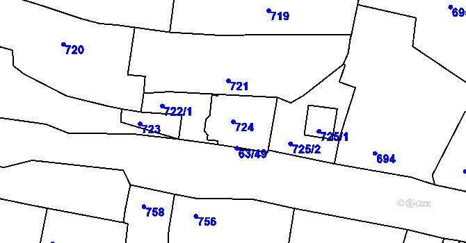 Parcela st. 724 v KÚ Domanín, Katastrální mapa