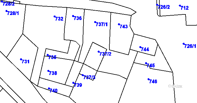 Parcela st. 737/2 v KÚ Domanín, Katastrální mapa