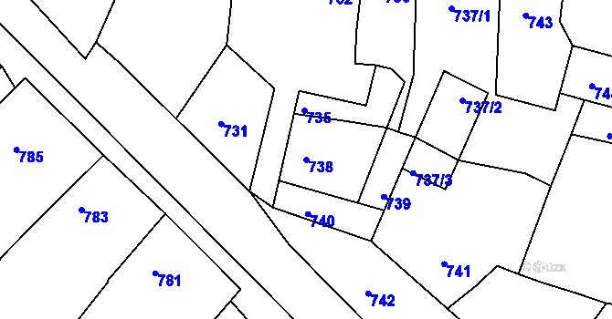 Parcela st. 738 v KÚ Domanín, Katastrální mapa