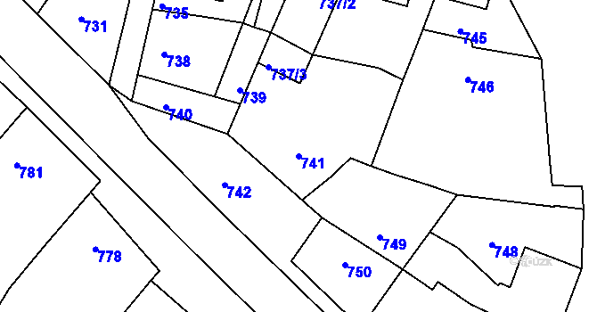 Parcela st. 741 v KÚ Domanín, Katastrální mapa