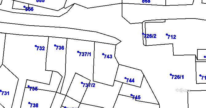 Parcela st. 743 v KÚ Domanín, Katastrální mapa