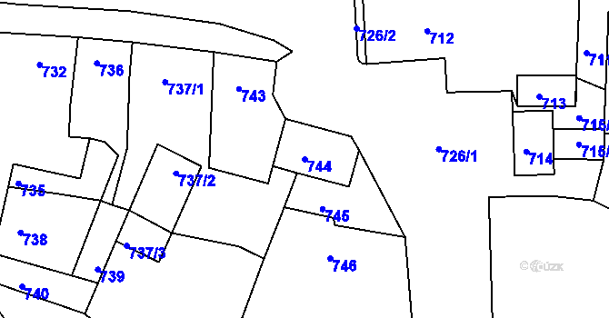 Parcela st. 744 v KÚ Domanín, Katastrální mapa