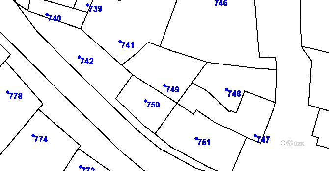 Parcela st. 749 v KÚ Domanín, Katastrální mapa